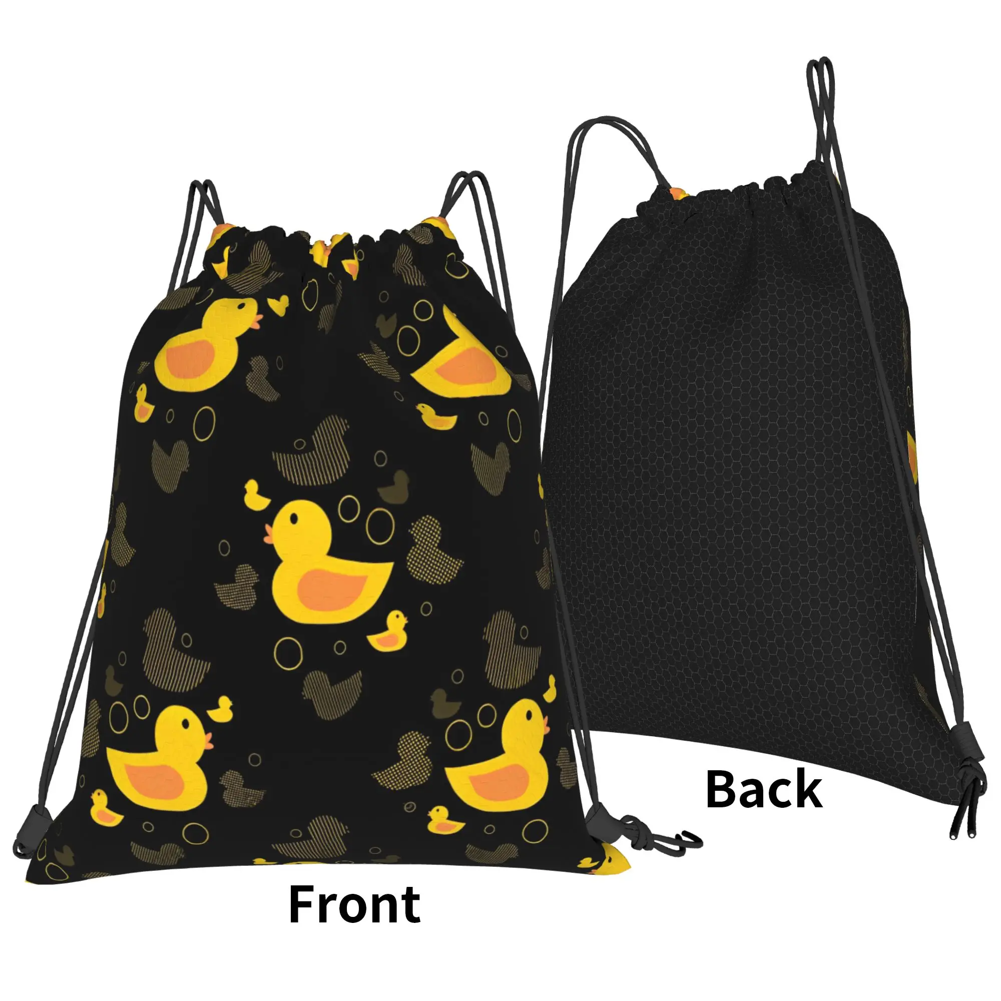 Kawaii Yellow Duck Backpack Drawstring Football Bags Gym Bag Water Resistant String Sackpack for Working Out 36cm (W) x 43cm (H)