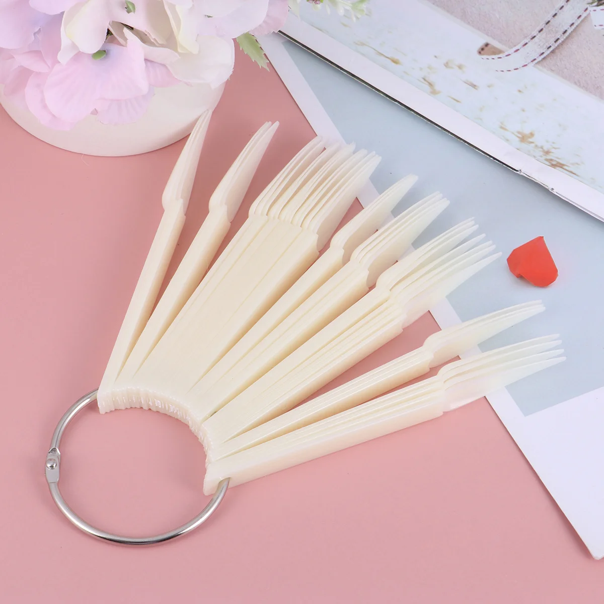 2 juegos de placas de colores para decoración de uñas, tabla de puntas de práctica duradera blanca en forma de abanico, 40 piezas, tableros de abanico para exhibición de esmalte de uñas