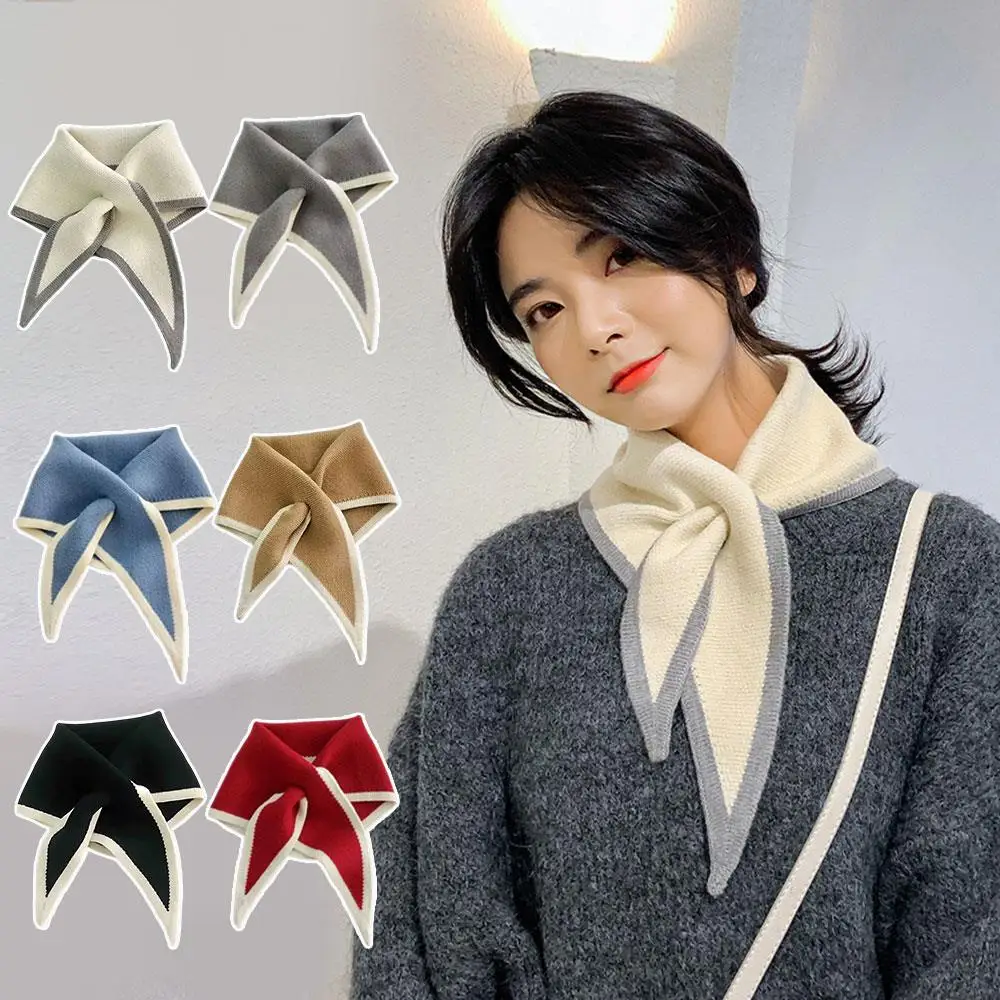 المرأة وشاح الثلاثي وشاح مع حواف الإناث الياقات وهمية صغيرة وشاح شال قميص كاذبة طوق ل سترة الصوف الرقبة أدفأ