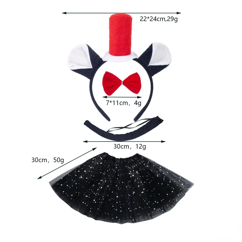 Ensemble de Costume de Chat Clown avec Oreilles, Queue d'Antarctique, Arc, Tutu, Jupe, Barrage d'Animal, Kit d'Accessoires pour Enfants, Bol, Halloween, Noël