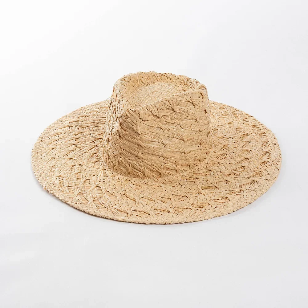 Women Classic Straw Hat Designer Ladies Panama Hat Sun Hats Wide Brim Fedora Straw Beach Stage Performance Hat UV UPF 50