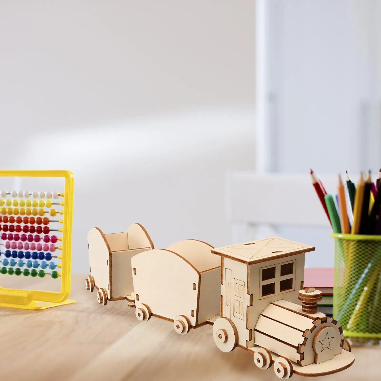 Kit de construção para crianças, faça você mesmo, trem de madeira, kit de ciências educacionais, modelo de brinquedo infantil, mãos na atividade em sala de aula