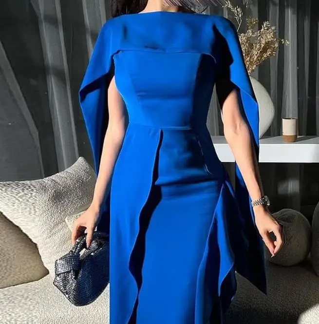 Elegant Party Dresses for Women 2023 Autumn Winter Fashion Casual Lace Solid Color Blue Long Dress Female Clothing Outfits