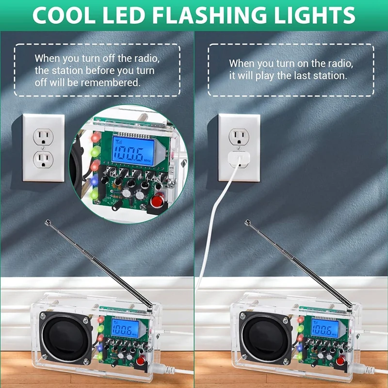 FM Radio Kit, Welding Project Radio With LED Flash Light DIY Radio Kit For Learning Teaching STEM Education Easy To Use