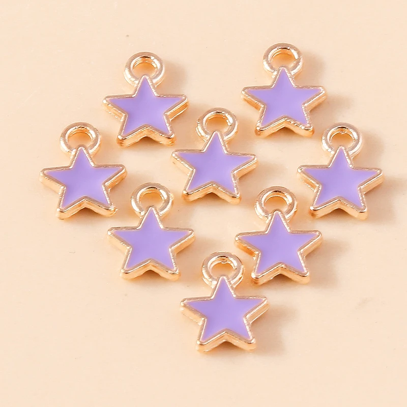 Leslie 30 Stück 8*9mm Mini-Charm Metall-Emaille Kleine Stern-Anhänger für DIY Armband Halskette Schmuckherstellung Zubehör – Detail 9
