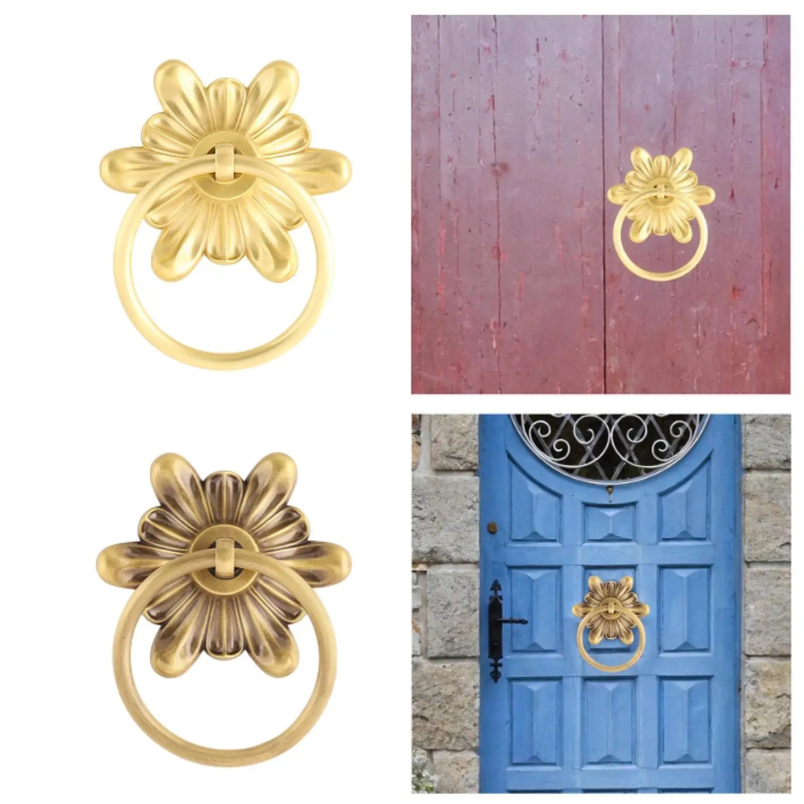 Retro Brass Door Knocker Decorative Door Pull Handle Classic Style Drawer Dresser Cabinet for Home