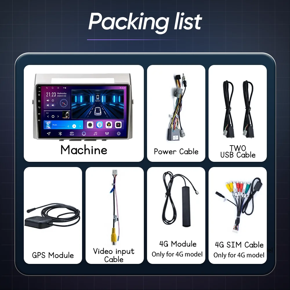 Android For Toyota Corolla Verso AR10 2004 -2009 Auto Player Multimedia Carplay GPS Navigation Car Radio Stereo No 2Din DVD QLED