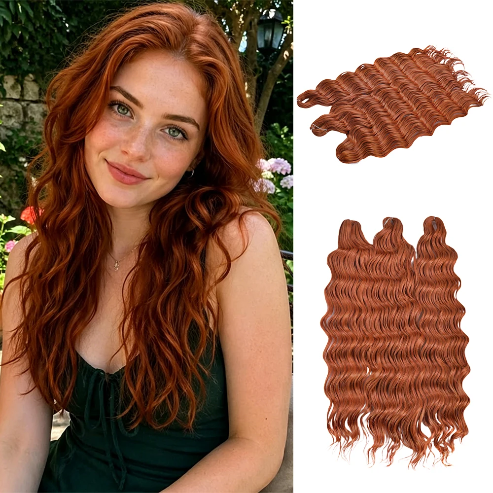 Anna 24 Inch Synthetic Deep Wave Twist Crochet Hair Ombre Blonde Water Wave Heat Resistant Braiding Hair Extensions for Women