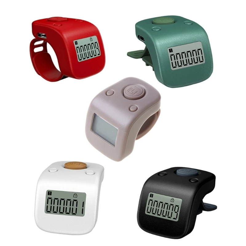 Portable Digital LCD Finger Ring Tally Counter Multi-color 6 Channel Counting 6 Digit Bead Prayer Counter Clicker