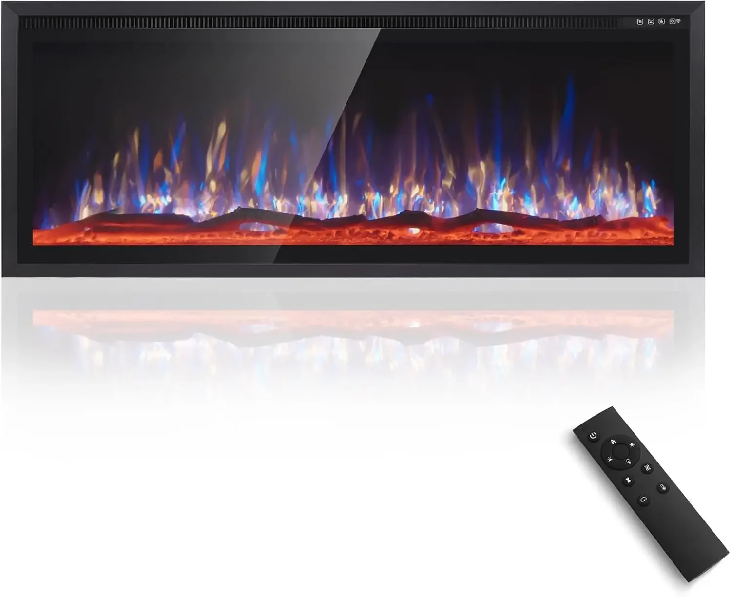 Electric Fireplace 50 inch Wall Mounted with Remote Control,Recessed Fire Place Heater Ultra Thin Slim for Indoor Use,1500W/750W