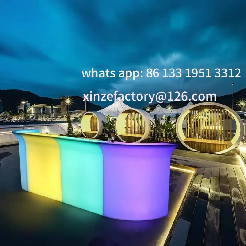 مكتب أمامي في الهواء الطلق مقاوم للماء كوكتيل طاولة بار نادل، أثاث مضيئة ترحيب أنيق #3