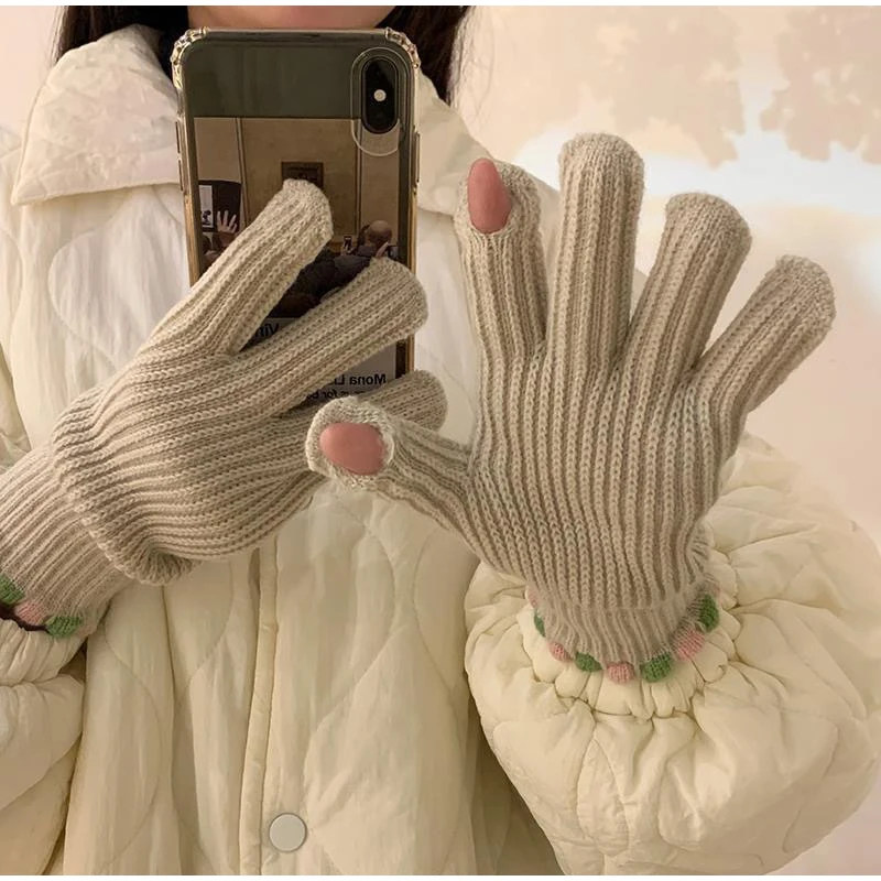 Fingerless Gloves Arm Warmers Mittens Women's Winter Accessories Knuckle Long Paws Fingers Apparel Touchscreen