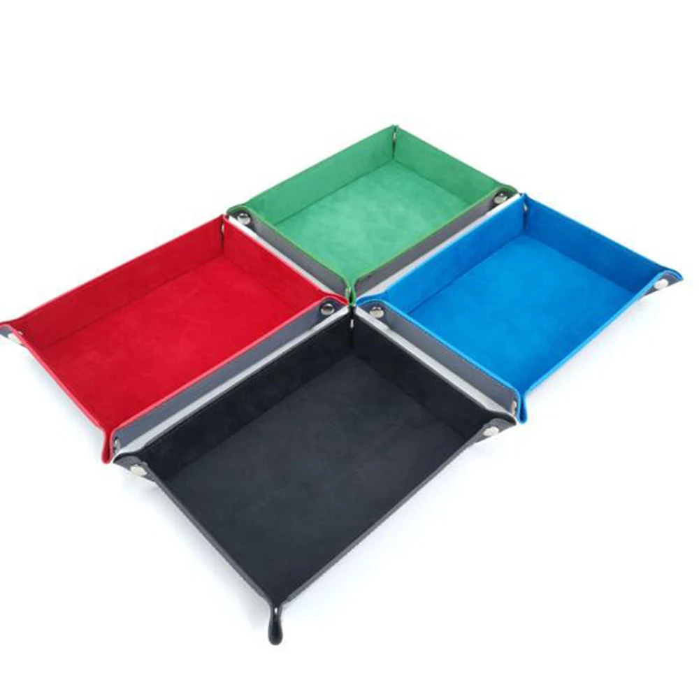 Double-Sided Dice Holder Tray Leather Folding Velvet For Storage D&D Card Memo RPG DND Table Games Organizer