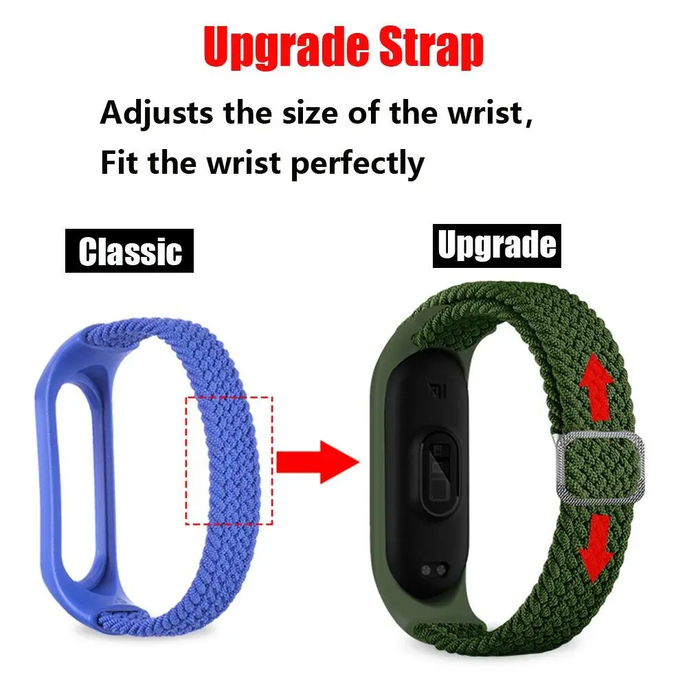 Cinturino per Mi Band 9 8 7 6 5 4 cinturino elastico regolabile in Nylon intrecciato Miband6 Miband 5 Correa per Xiaomi Mi Band 5 6 bracciale