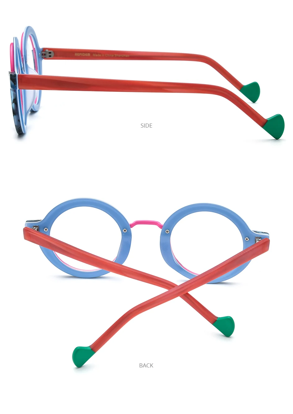 HEPIDEM Acetat Brille Rahmen Frauen übergroße große runde Brille japanische handgemachte Brille dicke transparente Brille 9351 – Detail 35