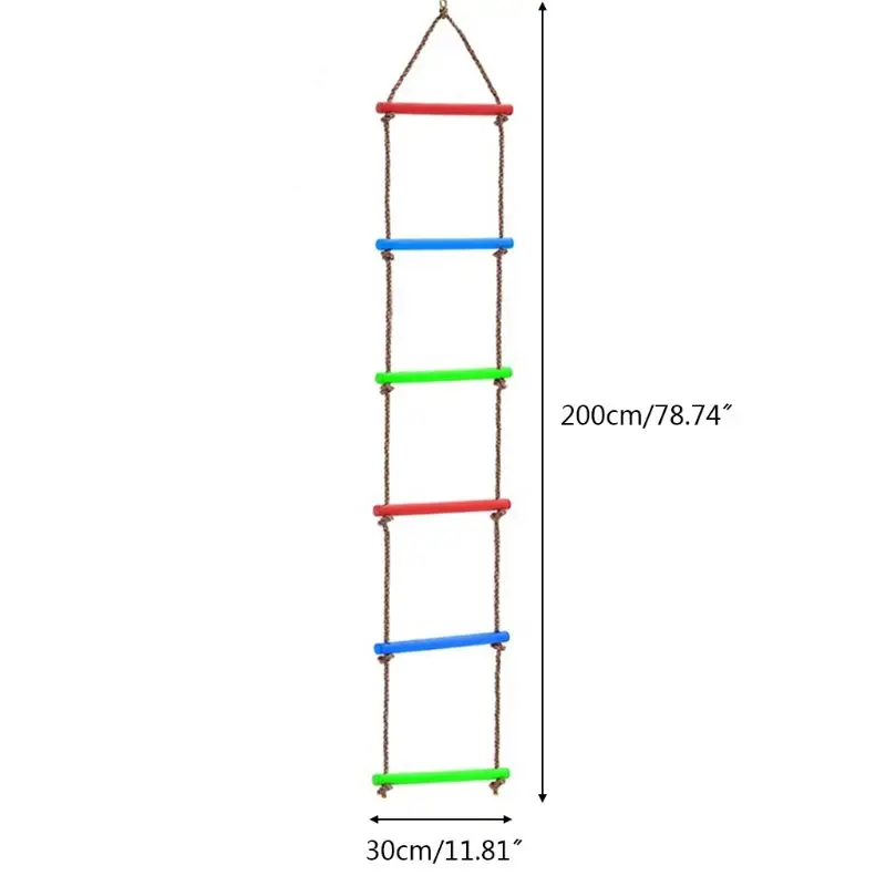 Y1UB 木製横木 PE ロープはしご子供クライミングおもちゃ子供スポーツロープスイング屋内屋外ガーデン安全フィットネス機器