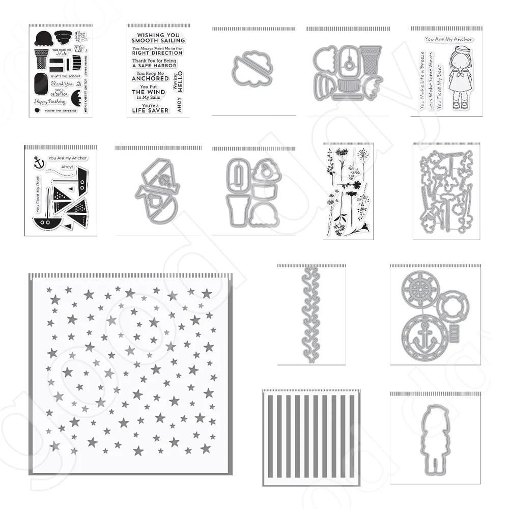 Summer Delights Ice Cream Dessert Metal Cutting Dies Stencils and Stamps for DIY Scrapbooking Greeting Cards Embossing Crafts