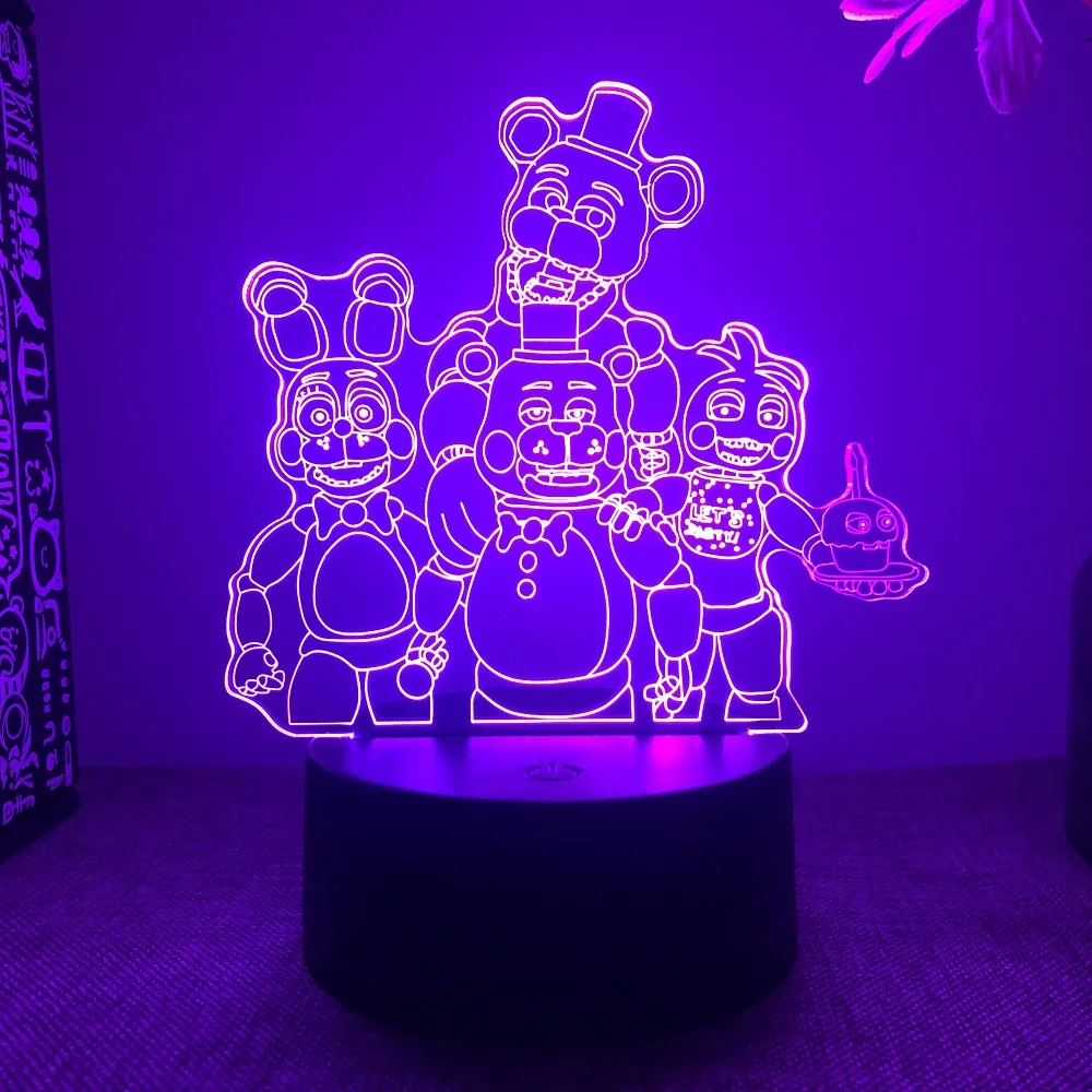 FNAF Freddy's 3D Acrylic Night Light with Remote Control 16 Colors Transform Bedroom Decoration Kids Game Fans Christmas Gift