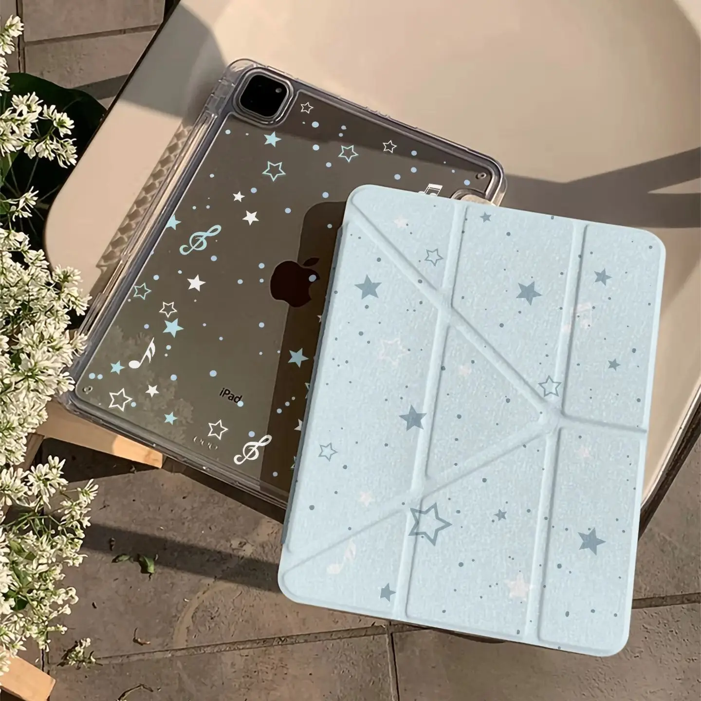 Blue Star Musical Note Tablet Case For iPad Pro 11 12.9 13 A16 M2 M4 M3 M5 Shell 10.2 5/6/7/8/9/10/11th Mini Air 3 4 5 6 7 Cover