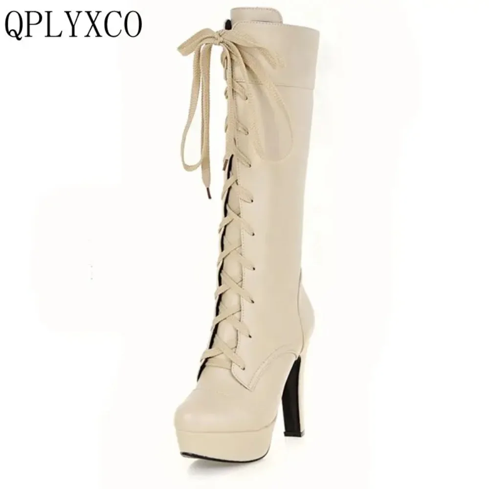 Qplyxco-レディースハイヒールブーツ,ウォームブーツ,スモールブーツ,ラージサイズ,31-45,秋冬シーズン,M-20