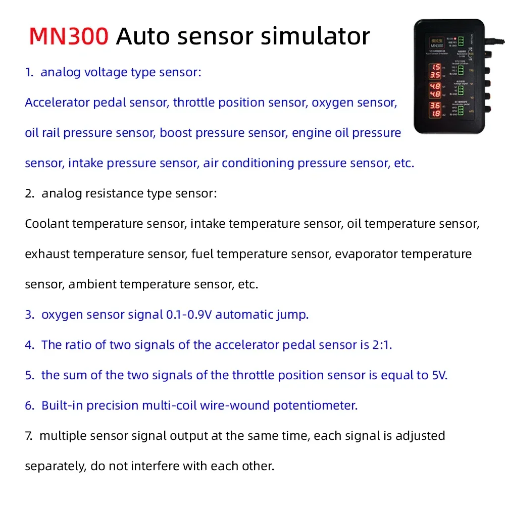 New Arrival! MN300 Auto Sensor Simulator Automotive Tester Car Rail Oxygen Oil Pressure Flow Sensor Signal Generator