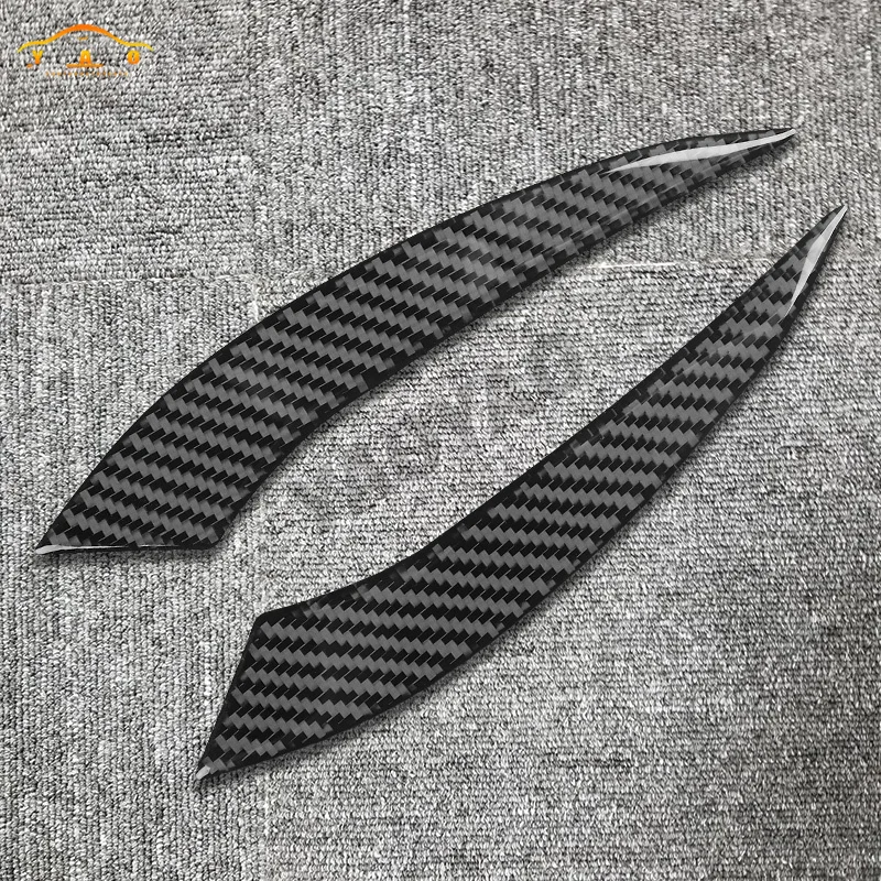 ألياف الكربون الحقيقية لإنفينيتي Q50 2014-2020 قطع غيار السيارات الجبهة الخلفية الذيل ضوء لوحة غطاء الزخرفية لاصقة تزيين