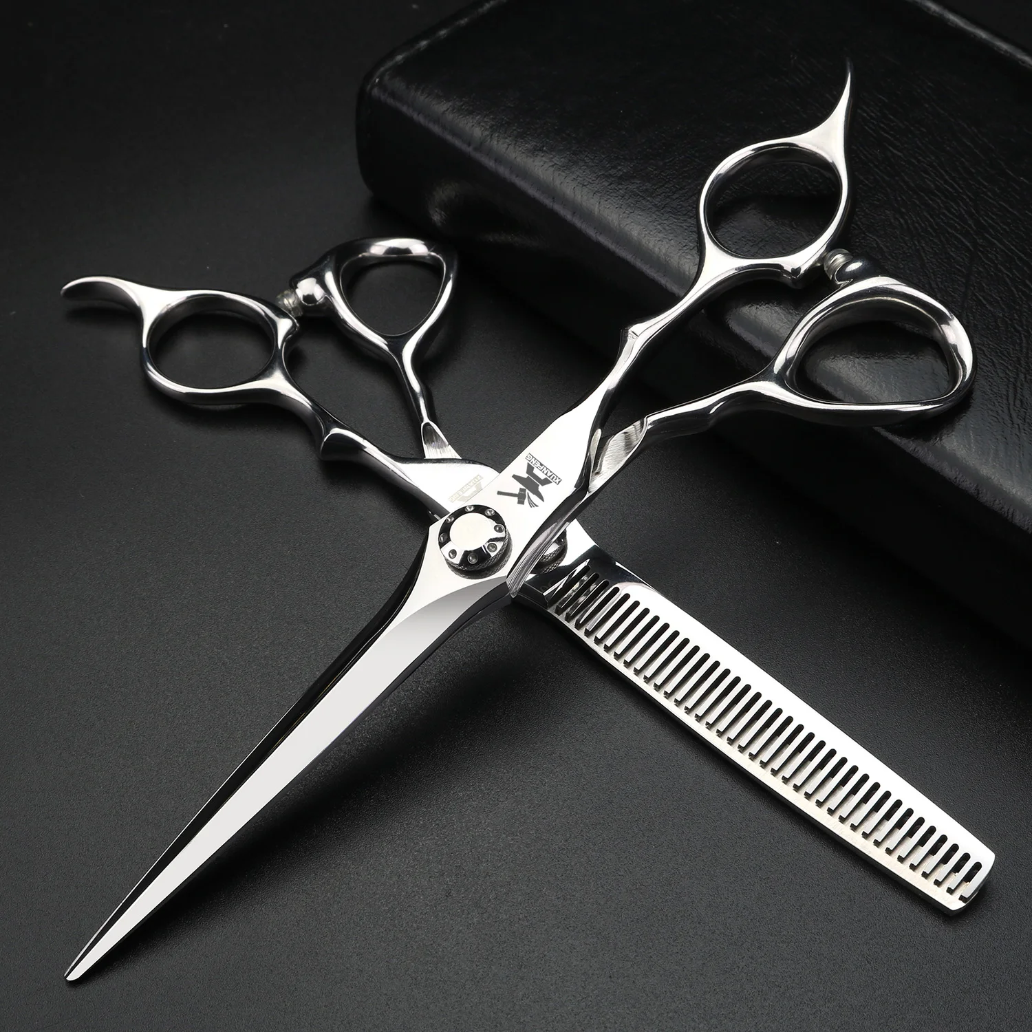 

XUANFENG Silver Professional Hair Scissors 6.5 "440C Steel Barber Cutting Scissors and thinning Scissors, Suitable for Barber