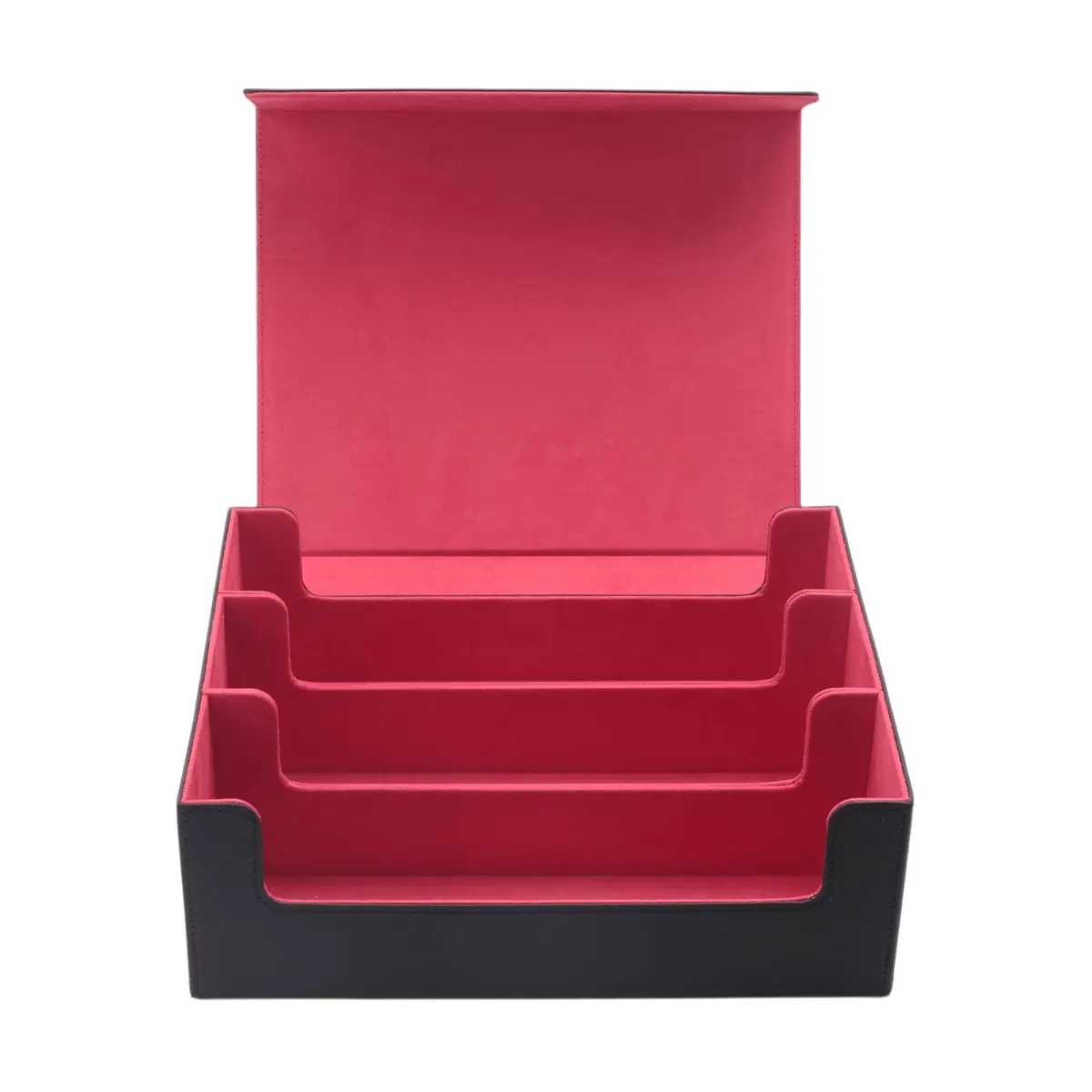 AS62 1800+ Card Deck Case for Trading Cards, Magnetic Card Storage Box Top Side-Loading Deck Case Game Cards Box Black+Red