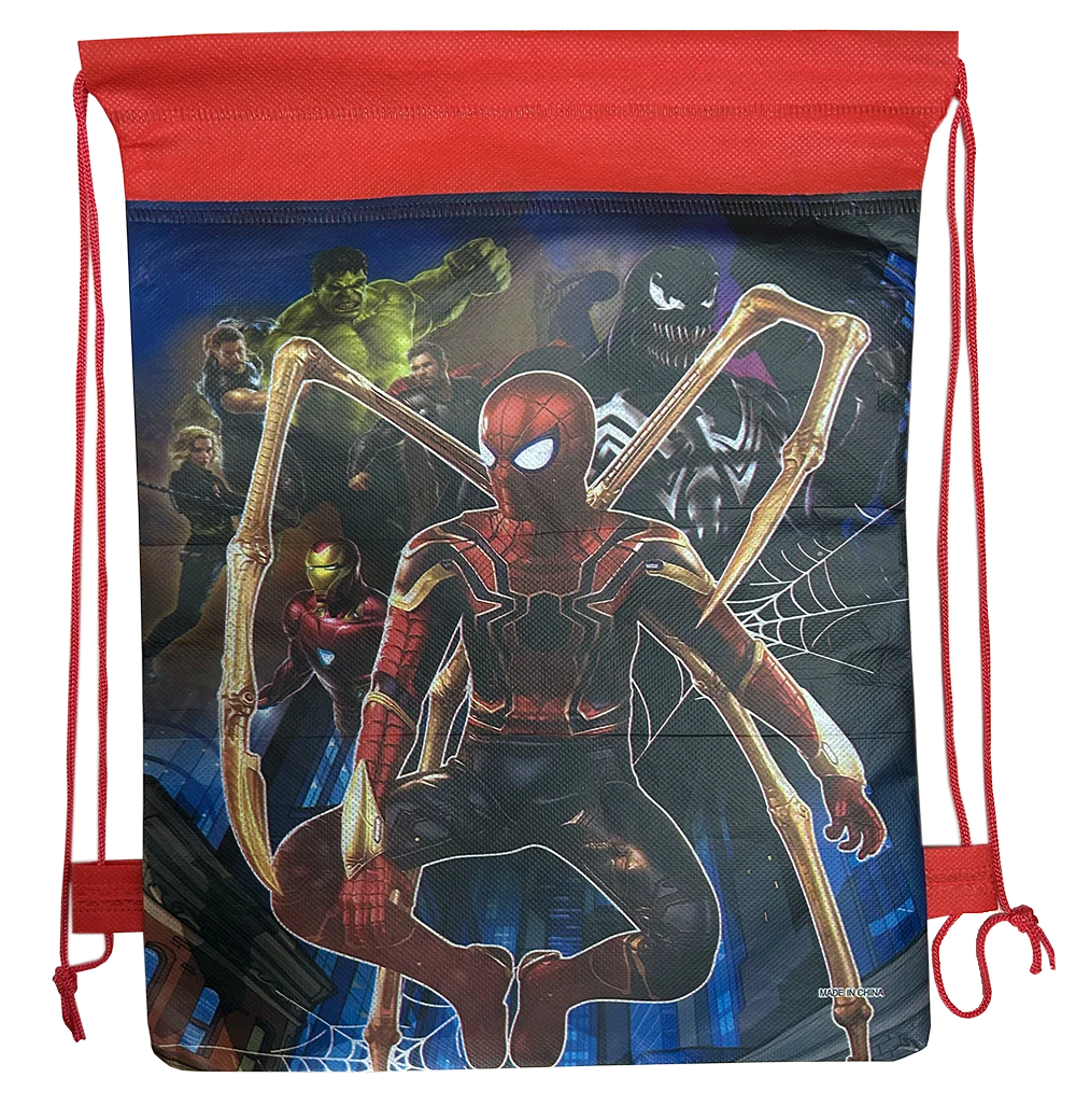 12/24/36/60 pcs/lot Disney Spider Man Theme Birthday Party Non-woven Fabric Drawstring Bags High Quality Superhero Storage Bag