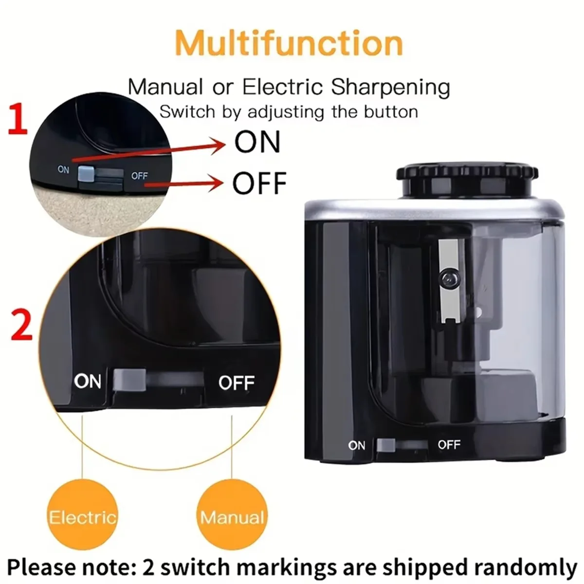 AA98 TEN-WIN Electric Sharpener Desktop Automatic Pencil Sharpener Suitable to Pencils (6-8mm) for Students Office Stationery