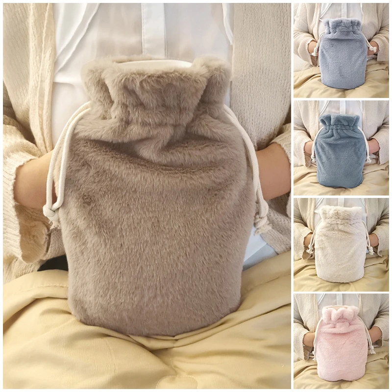 2000ml Hot water Bag Water Bottle Cover Warmer Bag Cover Winter Plush Hand Warmer Reusable Hand Warming Bag