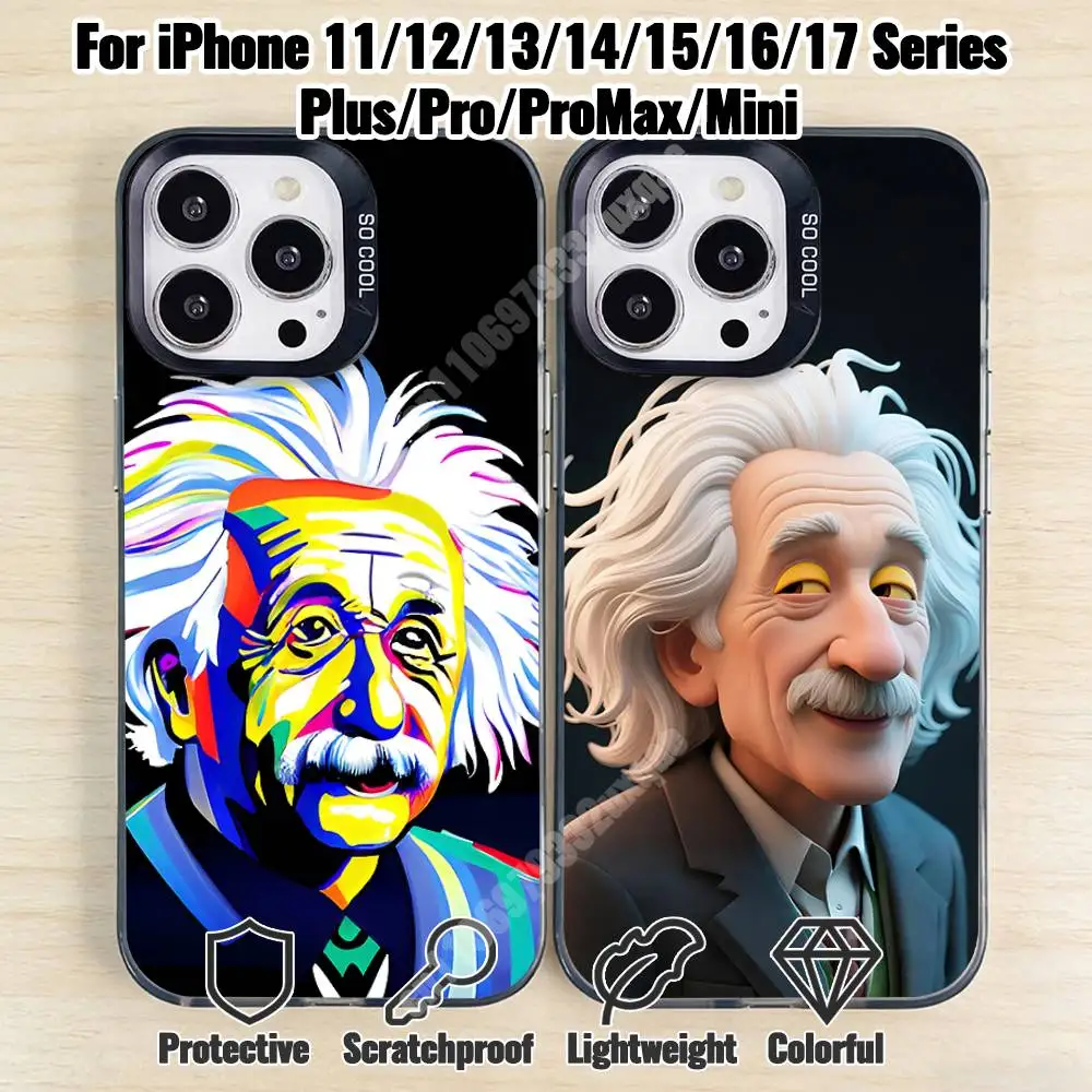 Capa de Celular Albert Einstein Gênio Cientista para iPhone 17 16 15 Max Mini 14 13 Pro Plus 12 11 X XS Air IMD