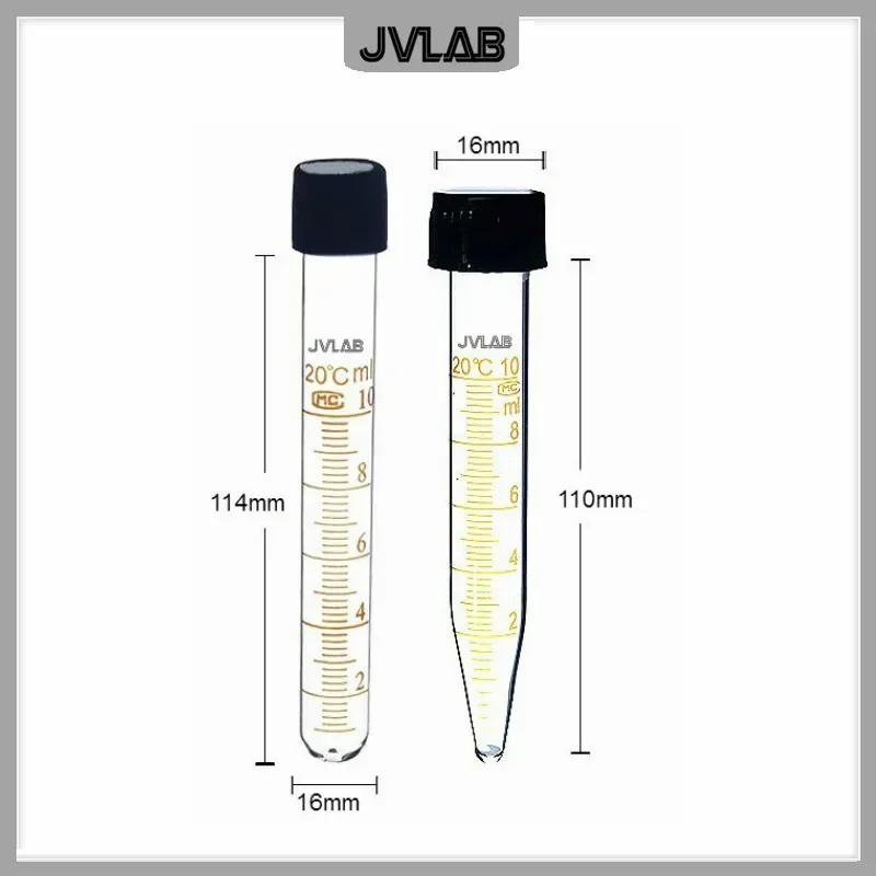 Glass Centrifuge Tube 10 ml Glass Test Tubes With Screw Cap & Scale Resistant High Temperature Tube Diameter 16 mm 10/PK