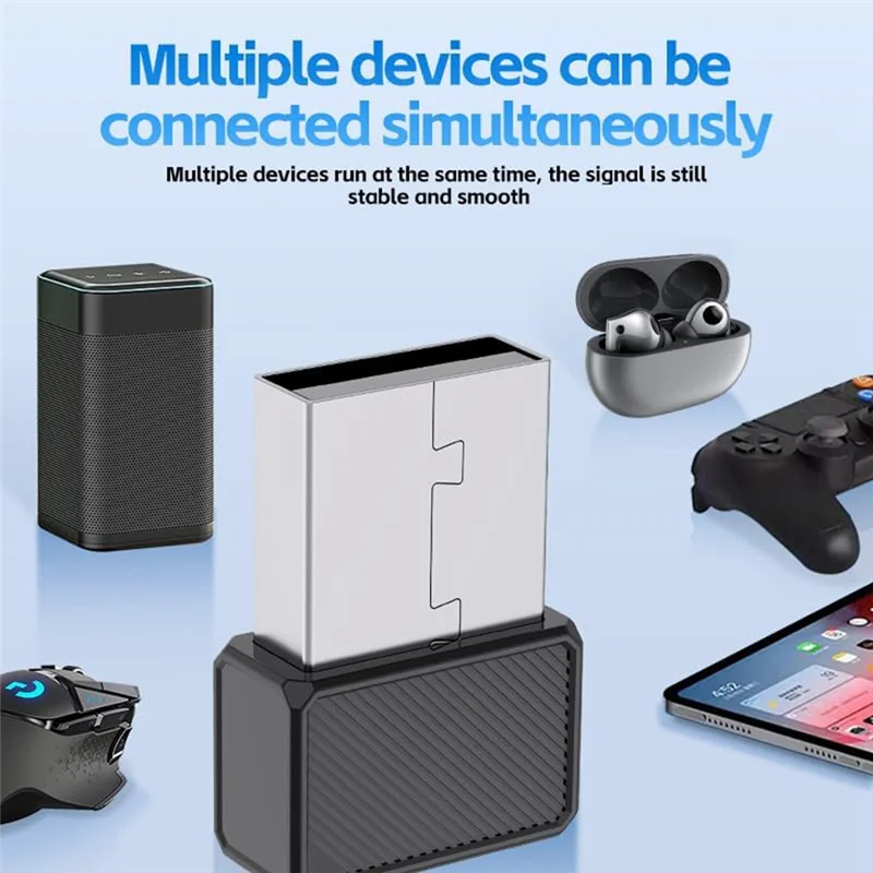 Bluetooth Adapter,USB Bluetooth 5.3 Dongle Portable Bluetooth Receiver For Mouse/Keyboard/Speakers/Headphones/Printer-T44C