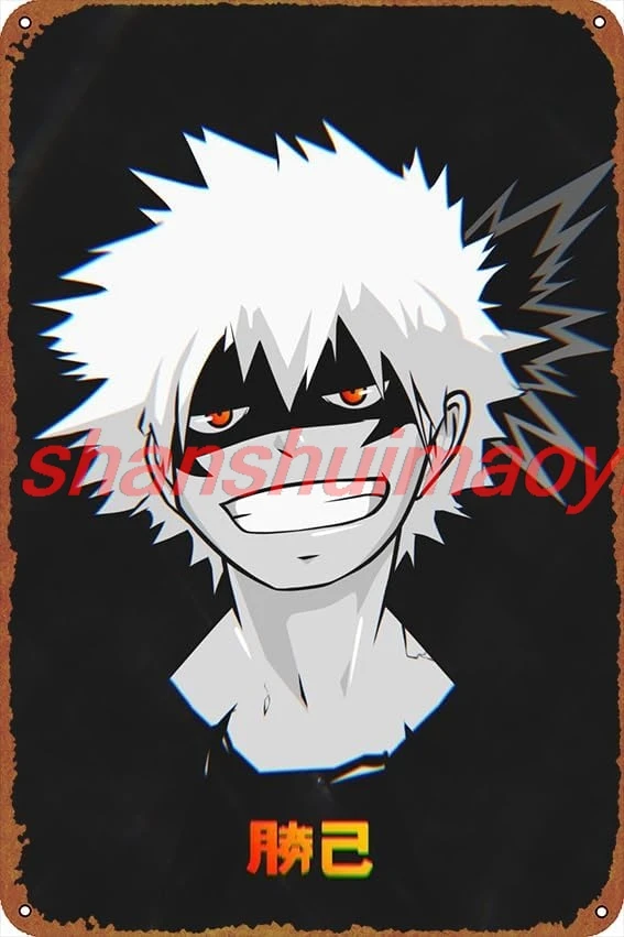 Katsuki Bakugou Anime Posters Vintage Tin Sign Unique Metal Wall Decor for Home, Bar, Diner, Pub, 8 x 12 Inches,Fun Kitchen KYH