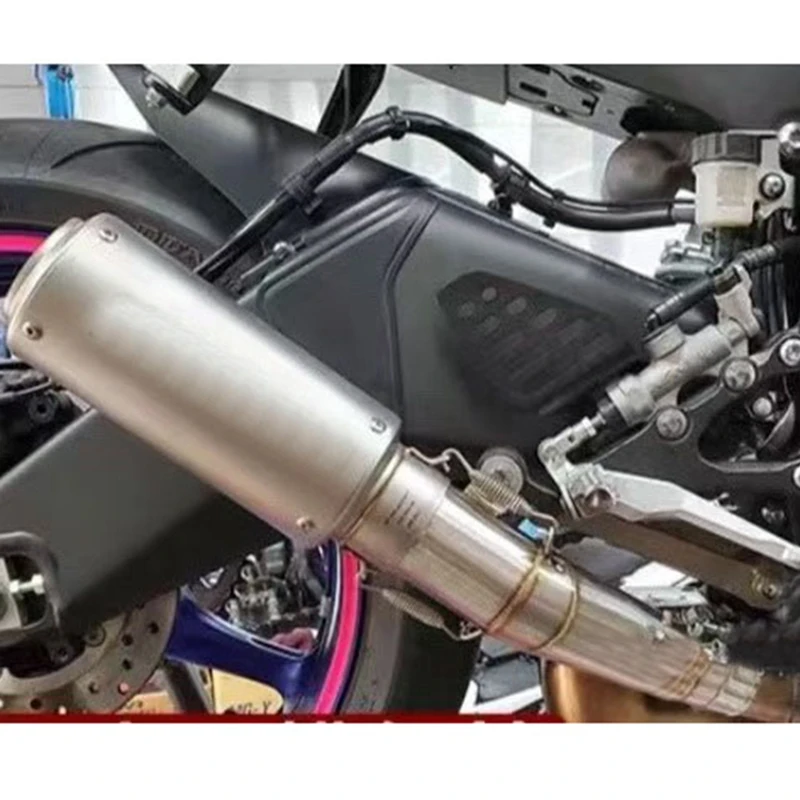 Exhaust Middle Link Pipe Escape Adapter Connect universal 60mmMuffler For YAMAHA YZF R6 2006 - 2023 Slip-on view 6
