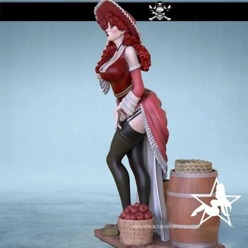 1/24 Scale Red Hair Farm Girl 3D Resin Figure Model Kit GK Hobby Miniature Diorama Unassembled and Unpainted 3D printing