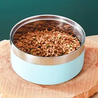 Dog Food Bowl Stainless Steel Dog Bowl Double-layer Water Bowls for Dogs Feeding Non-slip Cat Drinking Bowls Feeder Pet Supplies