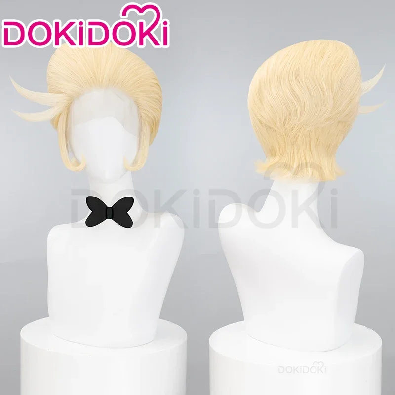 IN STOCK Lucifer Front Lace Wig Anime Cosplay DokiDoki Men Short Blond Hair 28cm Lucifer Morningstar Cosplay Free Wig Cap