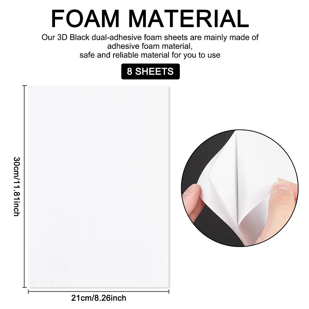 Sponge EVA Sheet Foam Paper Sets With Double Adhesive Back Antiskid Rectangle White 30x21x0.2cm