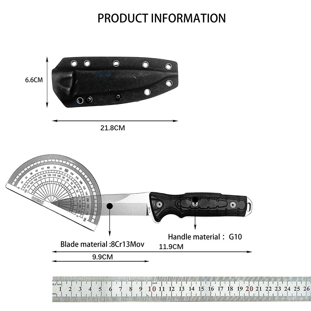 168 Sharp Utility Fixed Knife EDC Gear Field Backpack Picnic BBQ Driftwood Shaping Reed Shearing Parcel Unboxing Fruit Knife