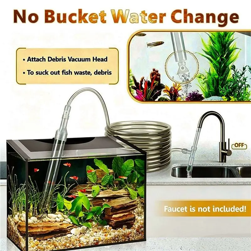 A96K-Fish Tank Cleaning Tools Gravel Vacuum For Aquarium Water Changer Siphon Universal Quick Pump Water Changing