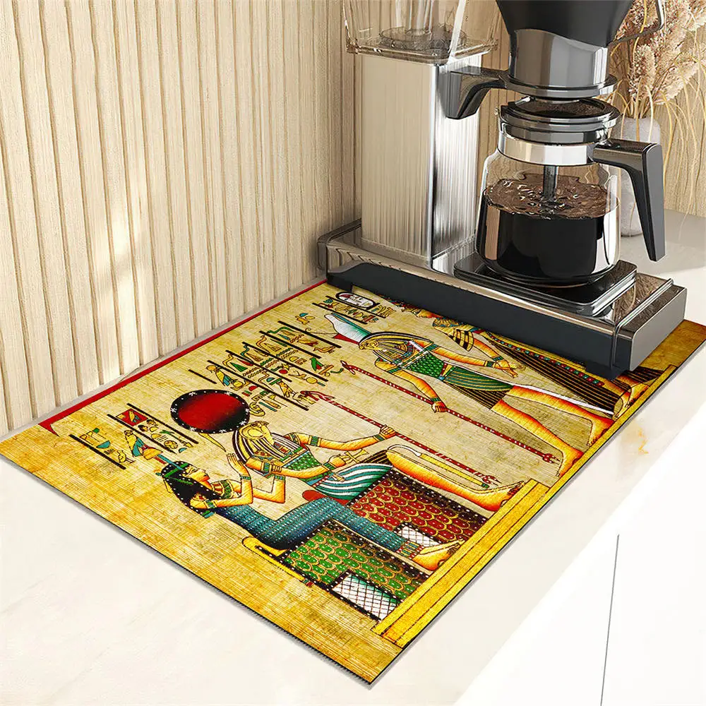 Egyptian Pharaoh Dish Drying Mat Super Absorbent Kitchen Counter Drain Pads Tableware Cup Bottle Sink Waterproof Non-slip Mat