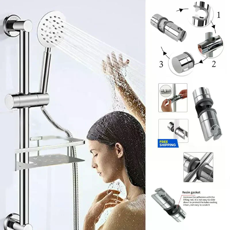 

[7015]Adjustable Shower Head Holder For Slide Bar Chrome Shower Rail Slider Holder
