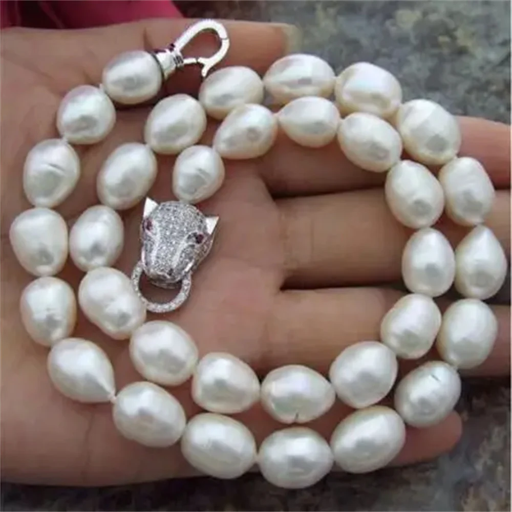 

Mode 11 - 13 mm blanc naturel baroque collier de perles 18