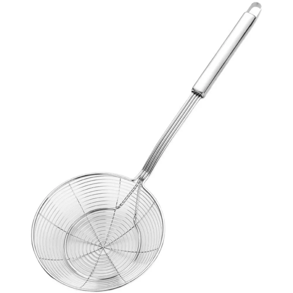 

Double Round Stainless Steel Filter Mesh Thickened Multifunctional Oil Skimmer Strainer Scoop Frying Basket Colander Kitchen