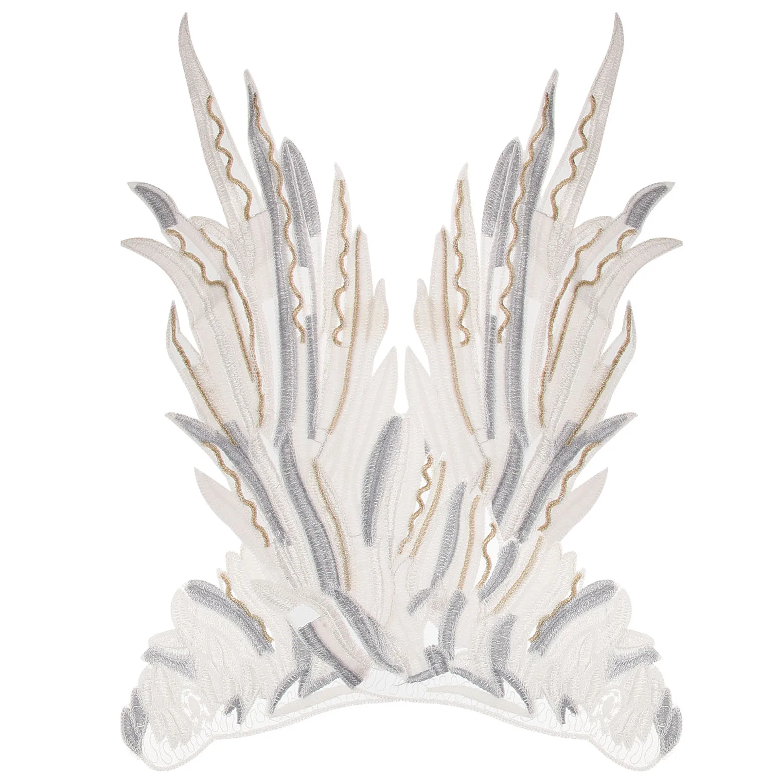 

Embroidered Wings Lace Appliques Polyester Yarn Gray Color Diy Clothing Decorative Angel Wing Ornaments Garment Sewing Patches