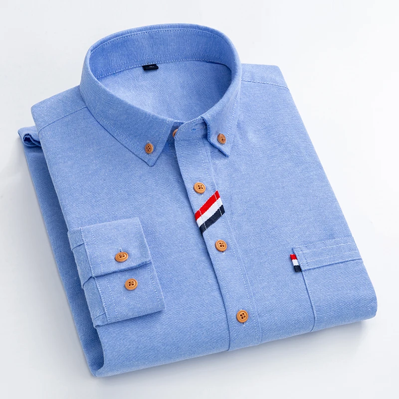 Men's Fashion Casual All-In-One High Quality Japan And South Korea Solid Color Slim-Fit Oxford Spinning Skin Friendly Shirt