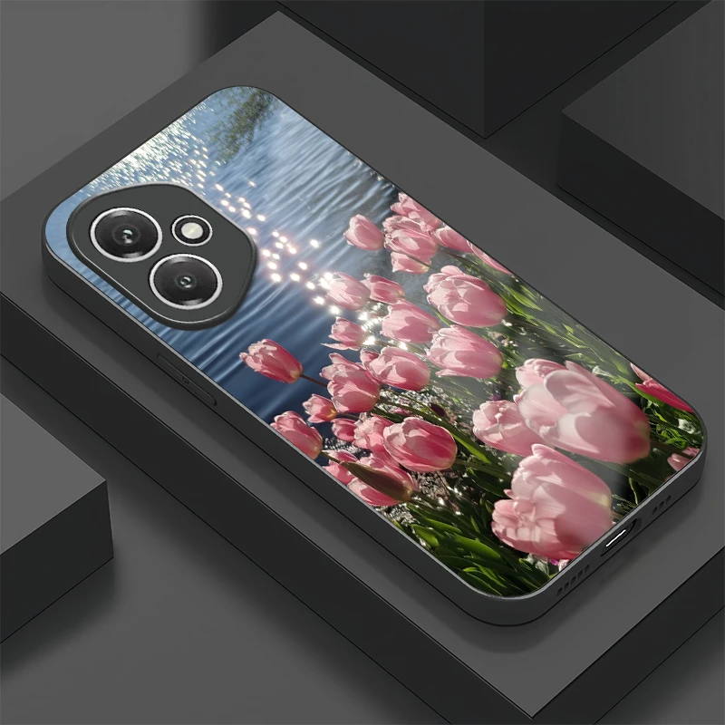 Floral Tulip Pattern Phone Case For Huawei Honor 400 Lite 90 70 50 Lite 30 20 20S 300 Pro 200 Smart Tempered Glass Cover