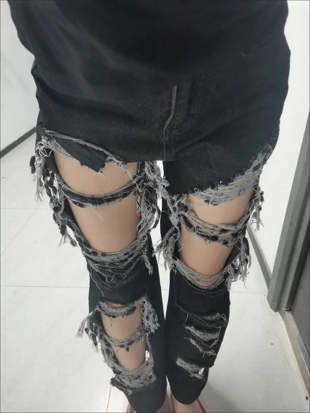 

Женские винтажные готические черные рваные джинсы с высокой талией, американская уличная одежда в стиле ретро, брюки Y2k, повседневные широкие джинсовые брюки в стиле Харадзюку